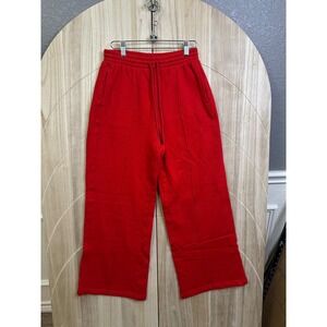 Victoria's Secret PINK Red Wide Leg Pintuck Fleece Sweatpants Womens Small